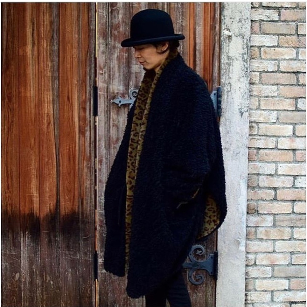 Faux fur reversible, kimono coat